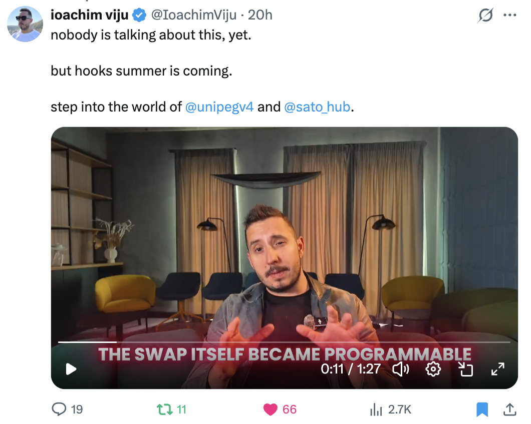 Latest video from Ioachim Viju on X — The swap itself became programmable